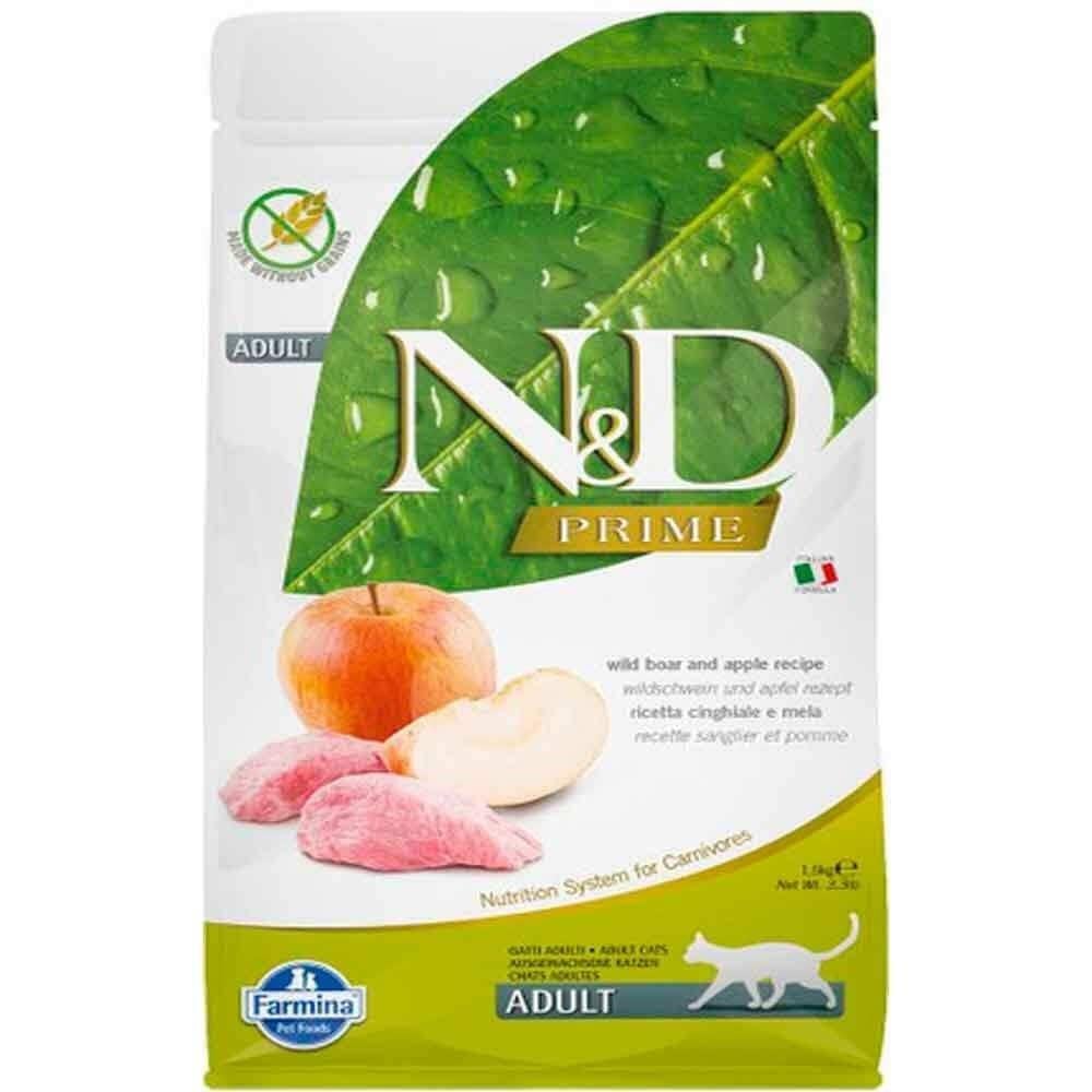 N&D Prime Yaban Domuzlu ve Elmalı Tahılsız Yetişkin Kedi Maması 1,5kg