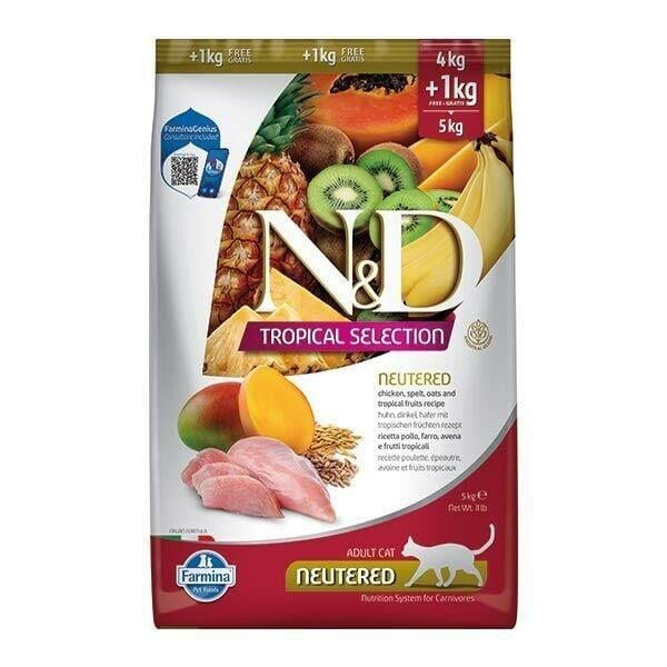 N&D Tropical Tavuklu Kısırlaştırılmış Kedi Maması 4+1 Kg