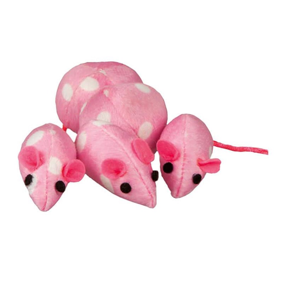 Polo Beyaz Benekli Pembe Fare Kedi Oyuncağı 4cm