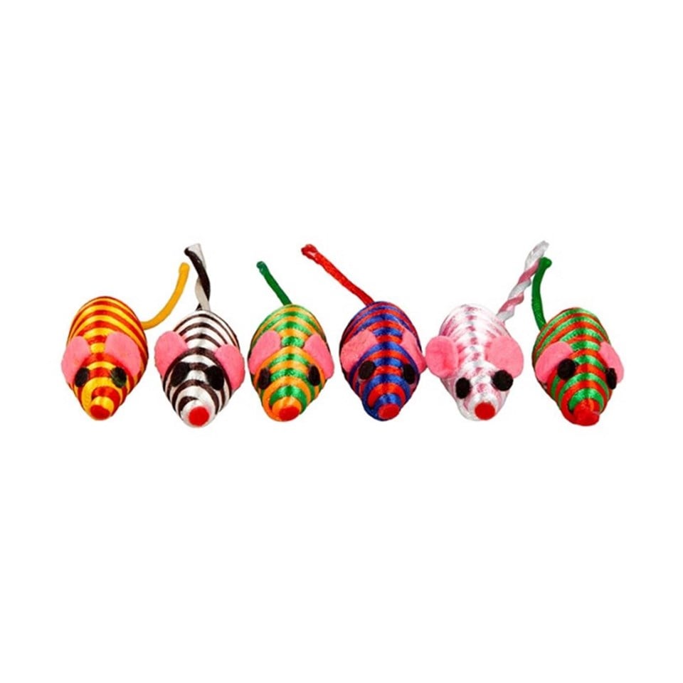 Polo Çizgili Kumuş Fare Kedi Oyuncağı 5cm