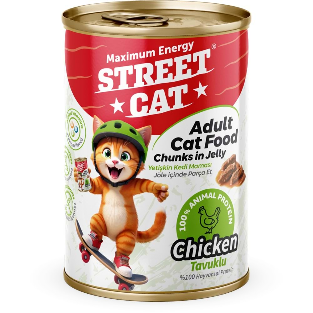 STREET CAT CHUNKS İN JELLY TAVUK ETLİ KEDİ KONSERVE 400GR