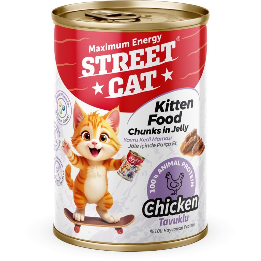 STREET CAT CHUNKS İN JELLY TAVUK ETLİ KİTTEN KEDİ KONSERVE