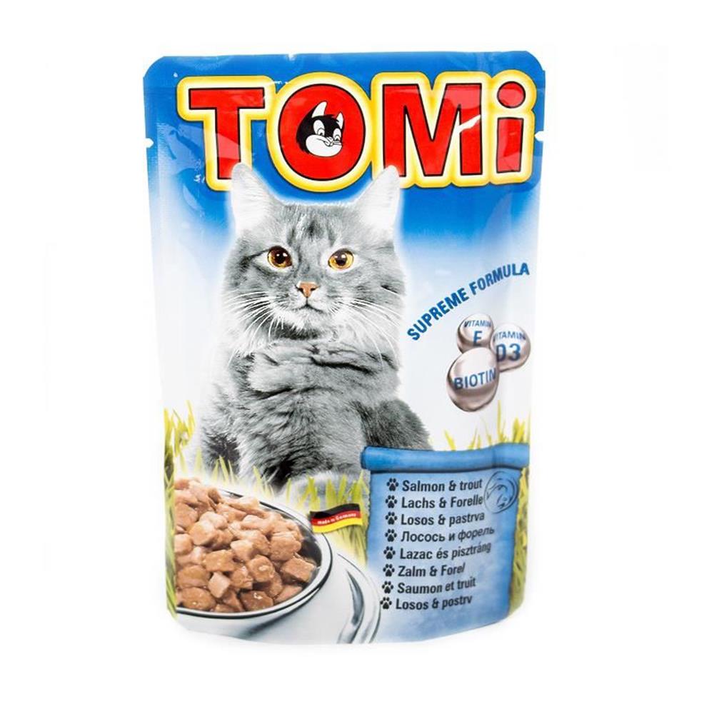 Tomi Somonlu Ve Alabalıklı Yetişkin Pouch Kedi Konservesi 100 Gr