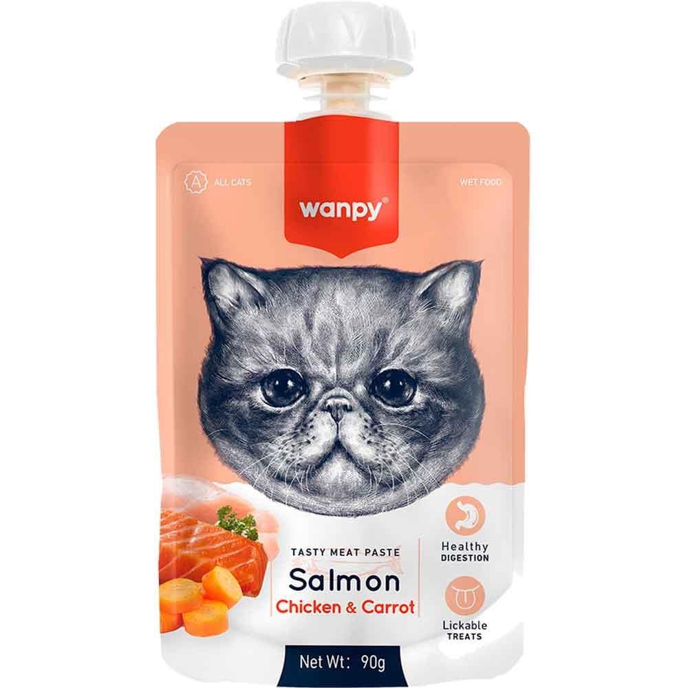 Wanpy Somonlu Tavuklu ve Havuçlu Ezme Kedi Ödül Maması 90gr