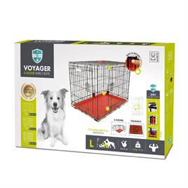 10450105 M-PETS VOYAGER KÖPEK KAFESİ 2 KAPILI (L) KIRMIZI 91X58X63CM