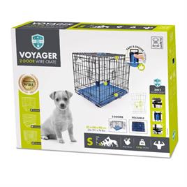 10450517 M-PETS VOYAGER KÖPEK KAFESİ 2 KAPILI (S) MAVİ 61X46X48CM