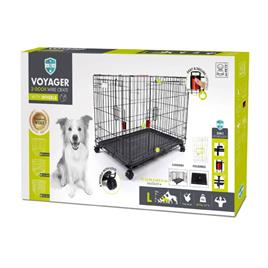 10451808 M-PETS VOYAGER TEKERLEKLİ KÖPEK KAFESİ 2 KAPILI (L) SİYAH 91X58X63CM