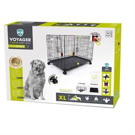 10451908 M-PETS VOYAGER TEKERLEKLİ KÖPEK KAFESİ 2 KAPILI (XL) SİYAH 106X71X76CM