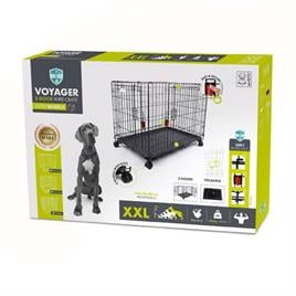 10452008 M-PETS VOYAGER TEKERLEKLİ KÖPEK KAFESİ 2 KAPILI (XXL) SİYAH 122X76X84CM