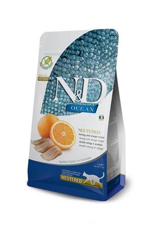 N&D Ocean Ringa Balıklı ve Portakallı Tahılsız Kısırlaştırılmış Kedi Maması 1,5kg