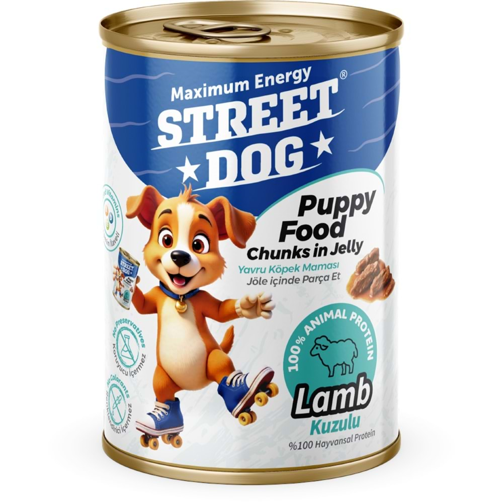  STREET DOG CHUNKS İN JELLY KUZU ETLİ PUPPY KÖPEK KONSERVE 400GR