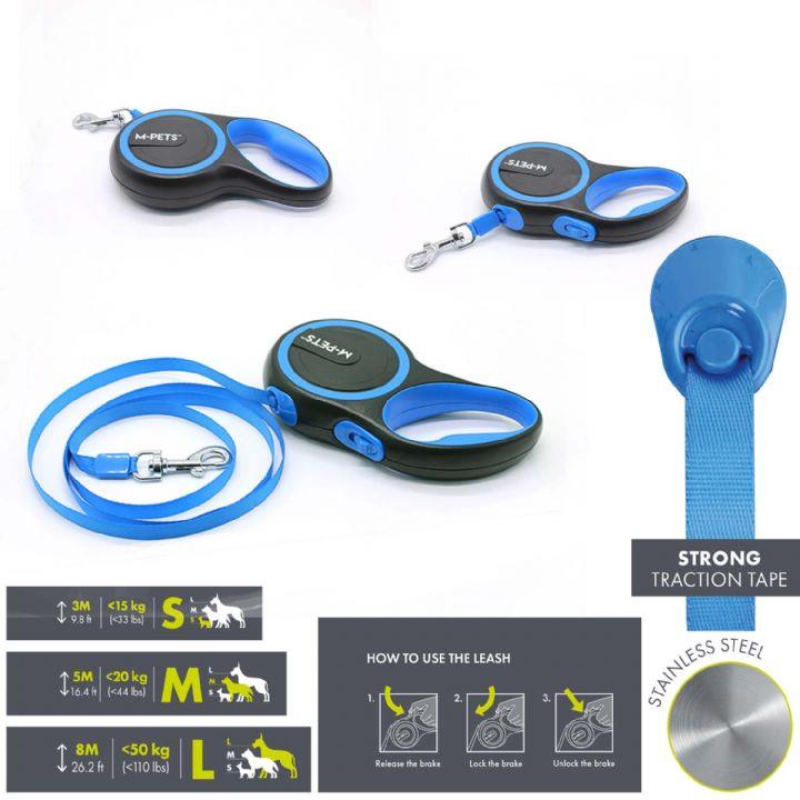 10824299 M-PETS LIBERTY OTOMATİK GEZDİRME ŞERİT 8MT/BLUE (L)