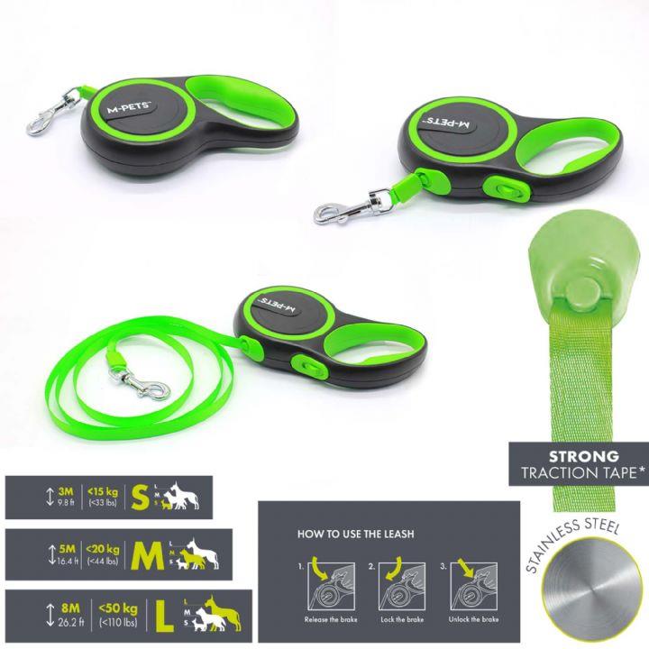 10824399 M-PETS LIBERTY OTOMATİK GEZDİRME ŞERİT 3MT/GREEN (S)