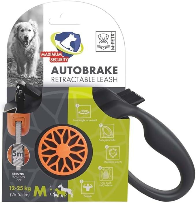 10830099 M-PETS AUTOBRAKE OTOMATİK GEZDİRME ŞERİT 5MT/ORANGE (M)