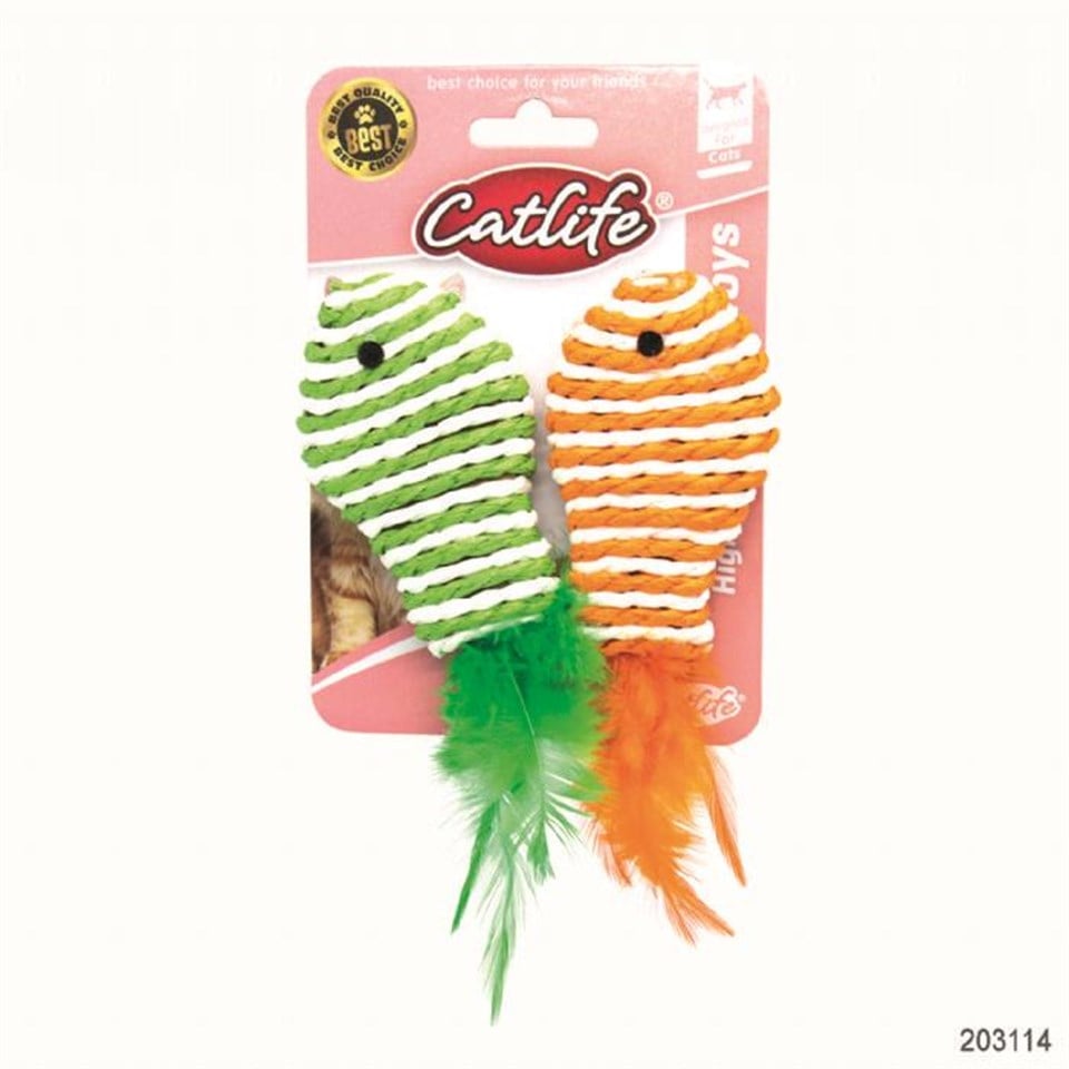 203114-CATLİFE KEDİLER İÇİN 2Lİ TÜYLÜ BALIK OYUNCAK