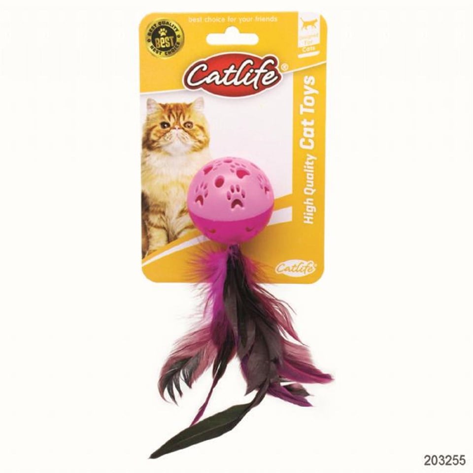 203255-CATLİFE KEDİLER İÇİN ZİLLİ TÜYLÜ TOP OYUNCAK
