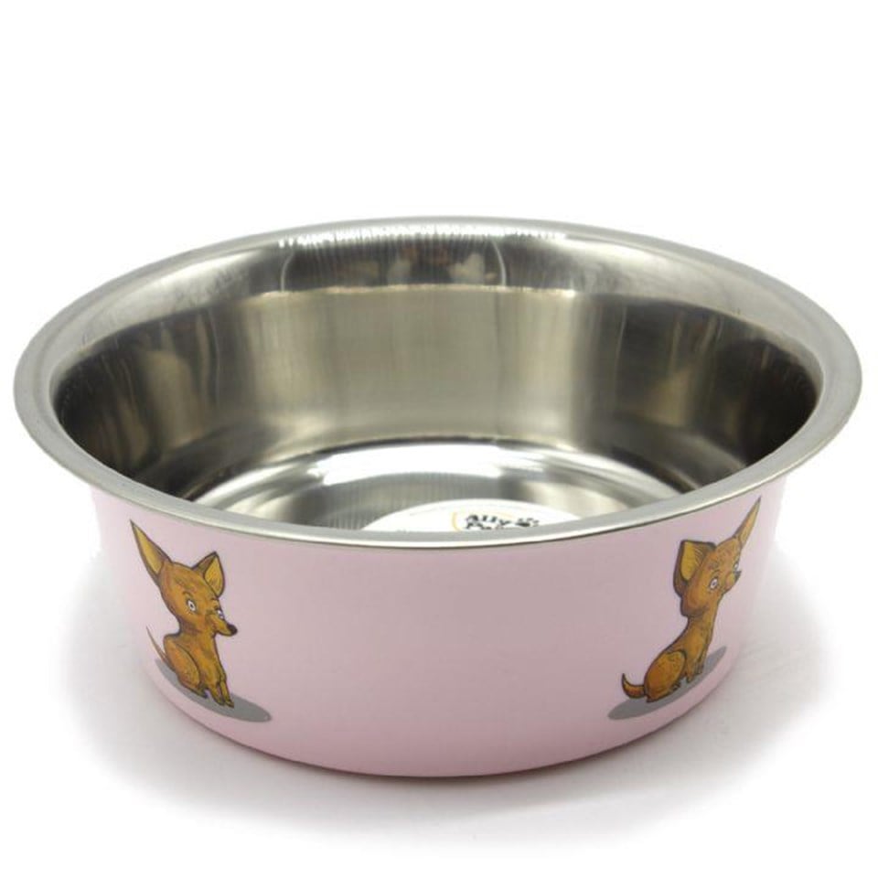 203313-ALLY PAWS DESENLİ KAYMAZ TABANLI ÇELİK MAMA KABI 17CM