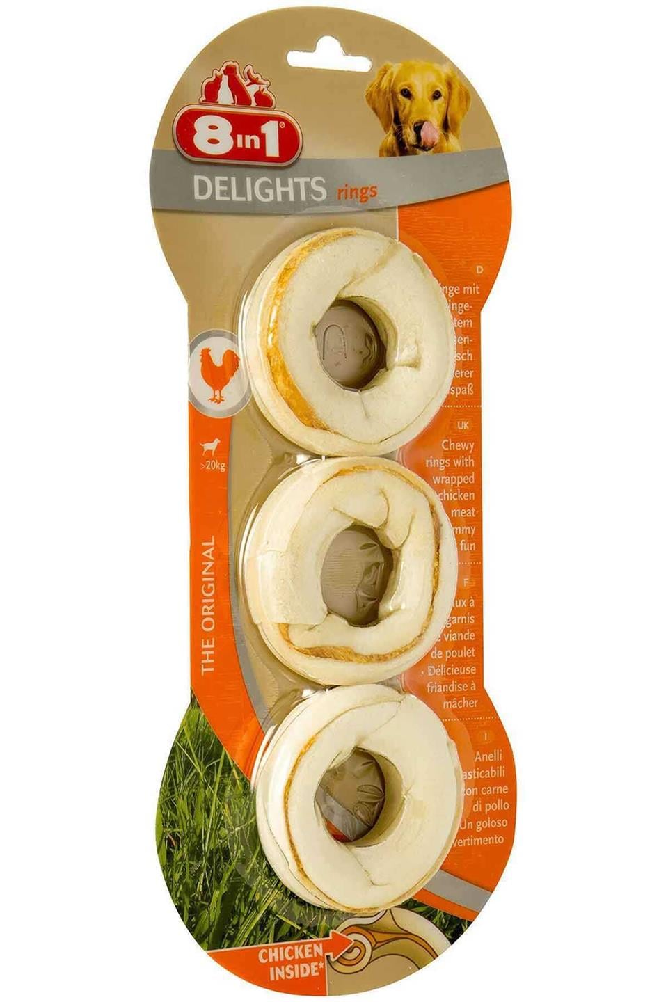 8 IN 1 Delights Bones Köpek Ağız Bakım Kemiği Halka 3 Adet 119gr