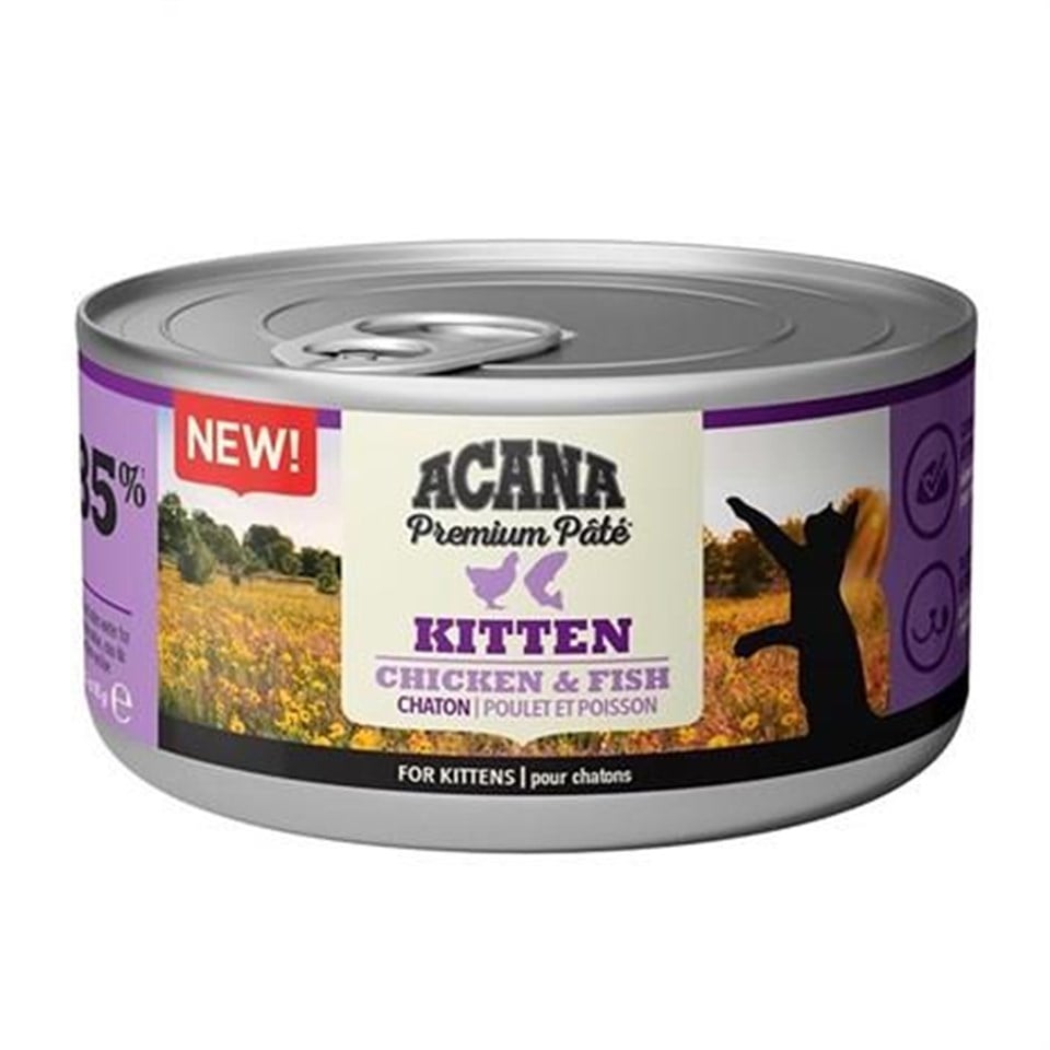 Acana Kitten Pate (Ezme) Tavuklu ve Balıklı Yavru Kedi Konservesi 85 Gr