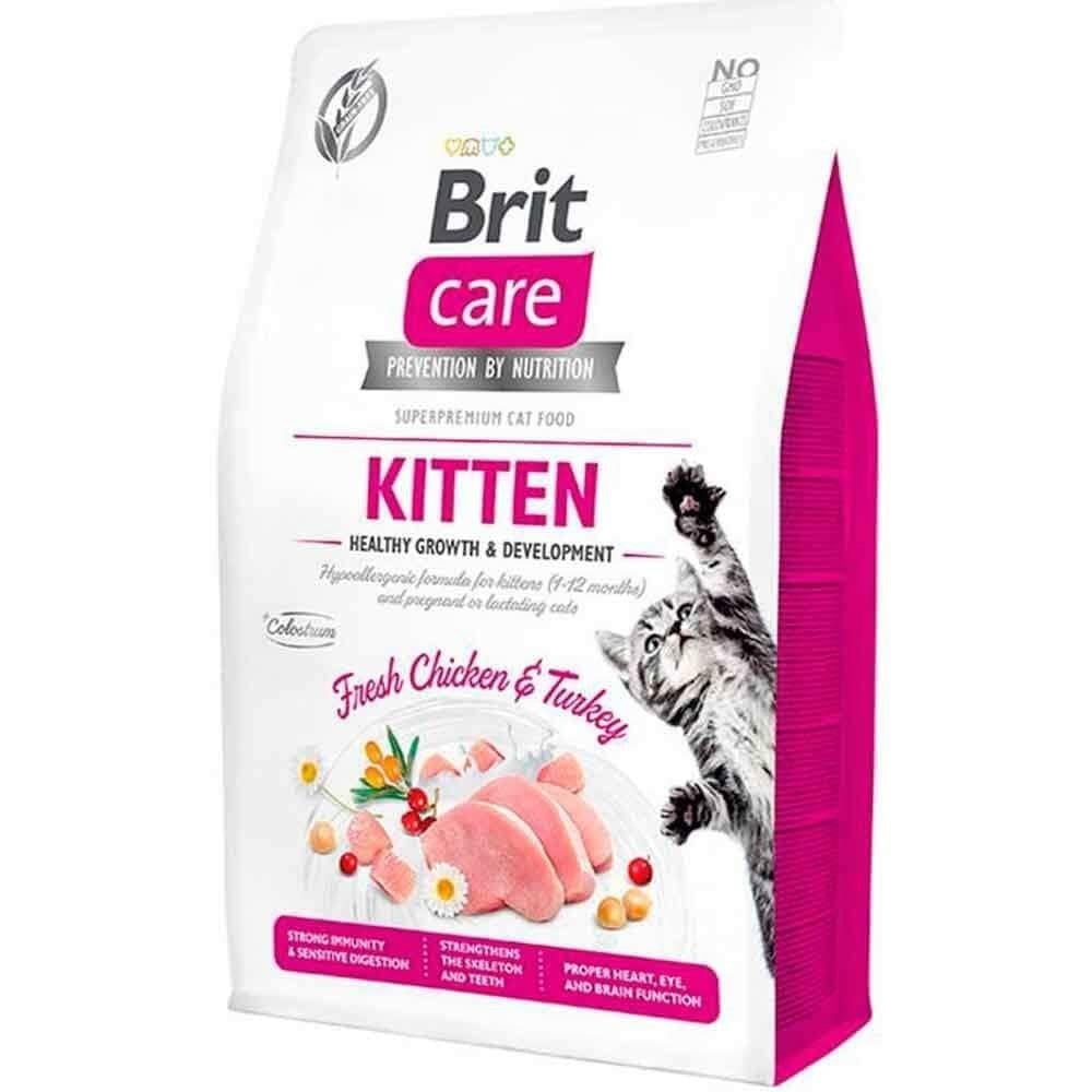 Brit Care Hypo-Allergenic Sağlıklı Büyüme için Tavuklu ve Hindili Tahılsız Yavru Kedi Maması 2kg