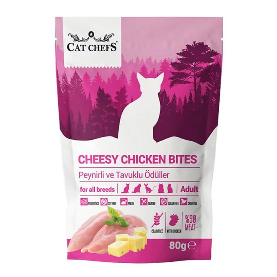 Cat Chefs Cheesy Chicken Peynirli ve Tavukl Etli Kedi Ödül Maması 80 Gr