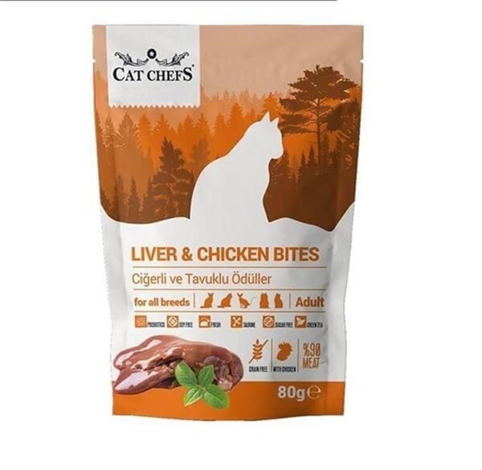 Cat Chefs Liver Chicken Ciğerli ve Tavuk Etli Kedi Ödül Maması 80 gr