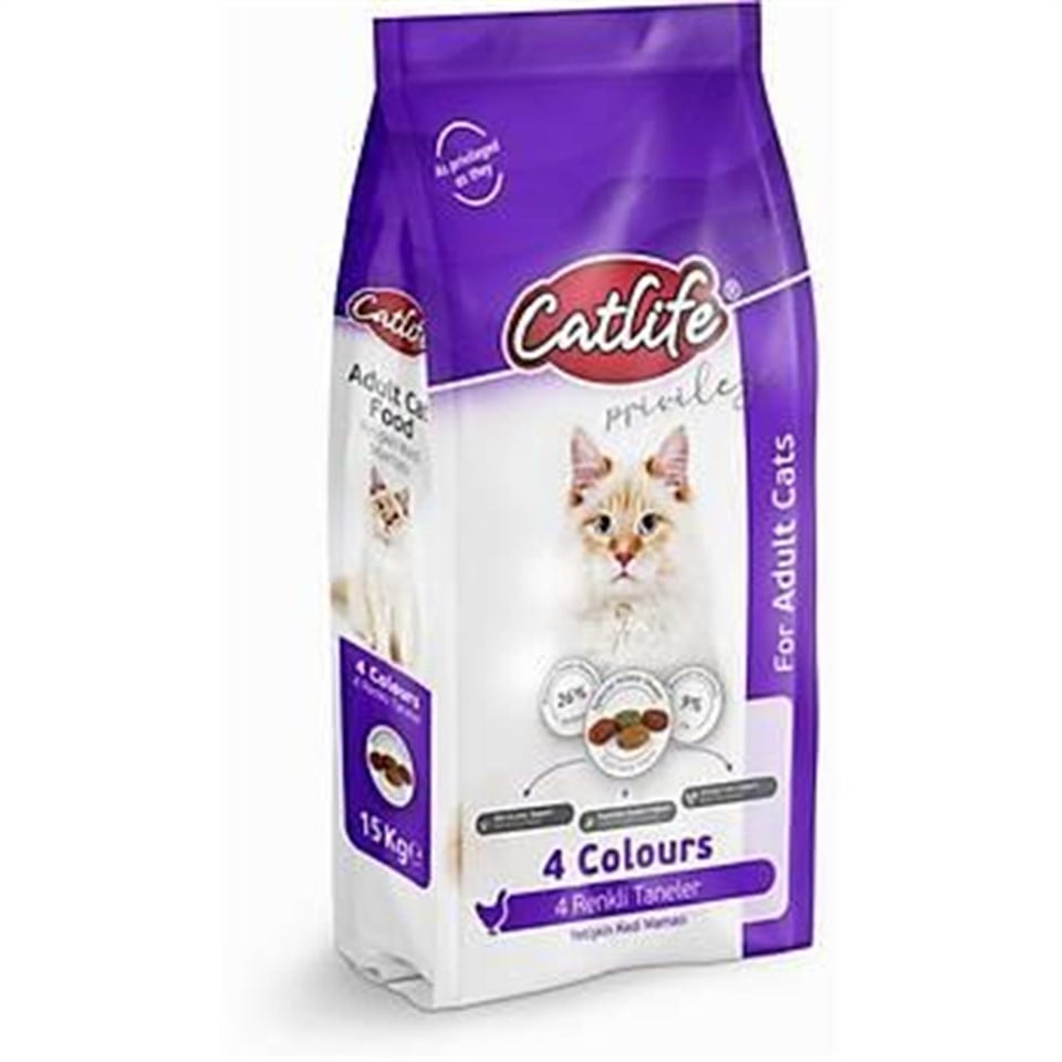 CLFD04-CATLİFE TAVUKLU MULTİCOLOR YETİŞKİN KEDİ MAMASI 15KG