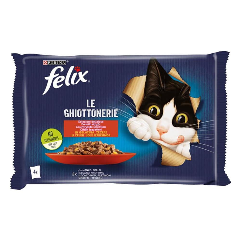 Felix Multipack Sığır ve Tavuk Etli Yetişkin Yaş Kedi Maması 4x85gr