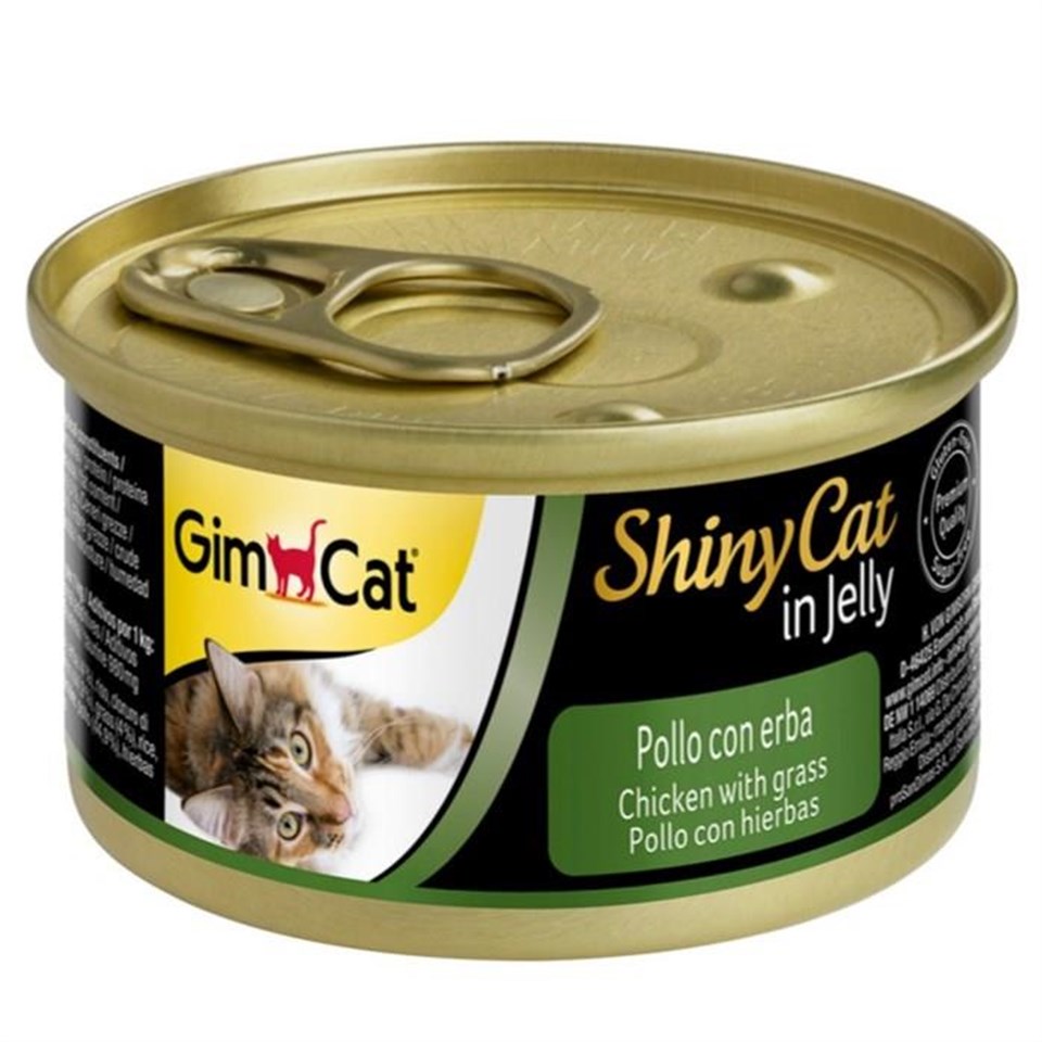 GimCat ShinyCat Tavuk Etli Çimenli Jöleli Kedi Konservesi 70 Gr