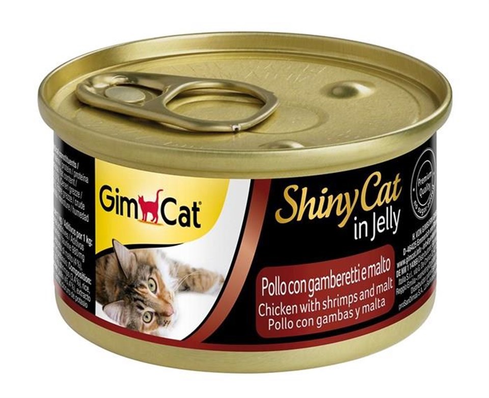 GimCat Shinycat Tavuk & Karides & Malt Özü Kedi Konservesi 70 Gr