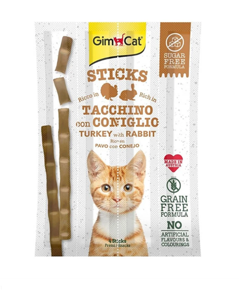 Gimcat Sticks Hindili Tavşanlı Tahılsız Çubuk 20 Gr.