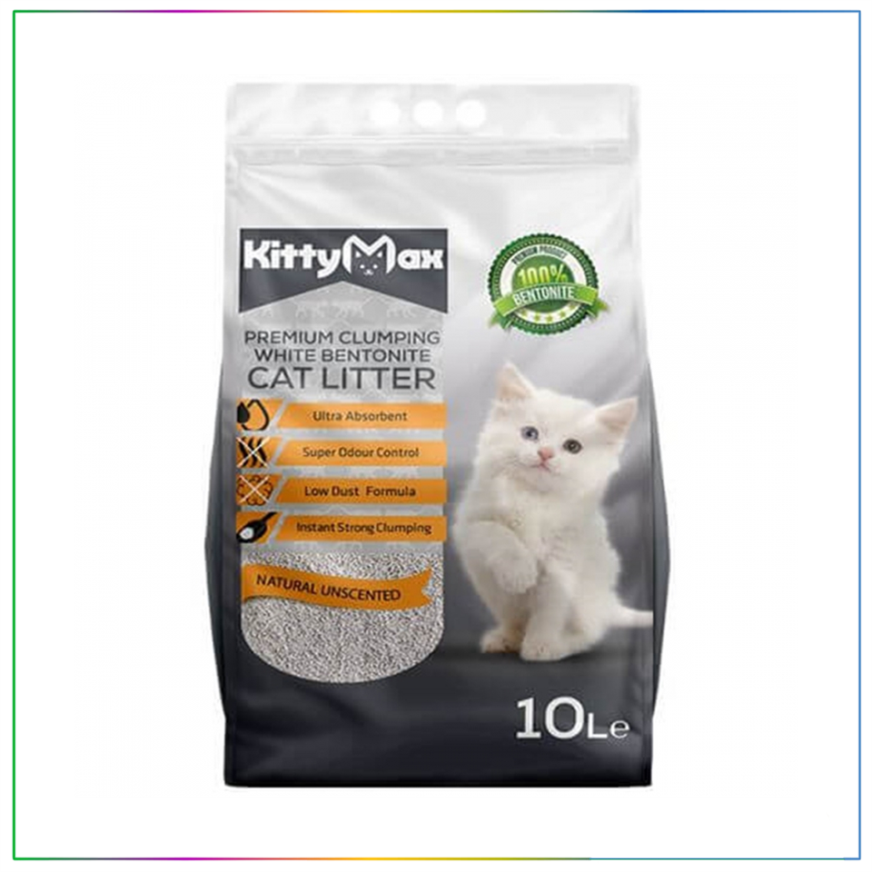 Kittymax Premium Bentonit Doğal Kokusuz İri Taneli  Kedi Kumu 10lt