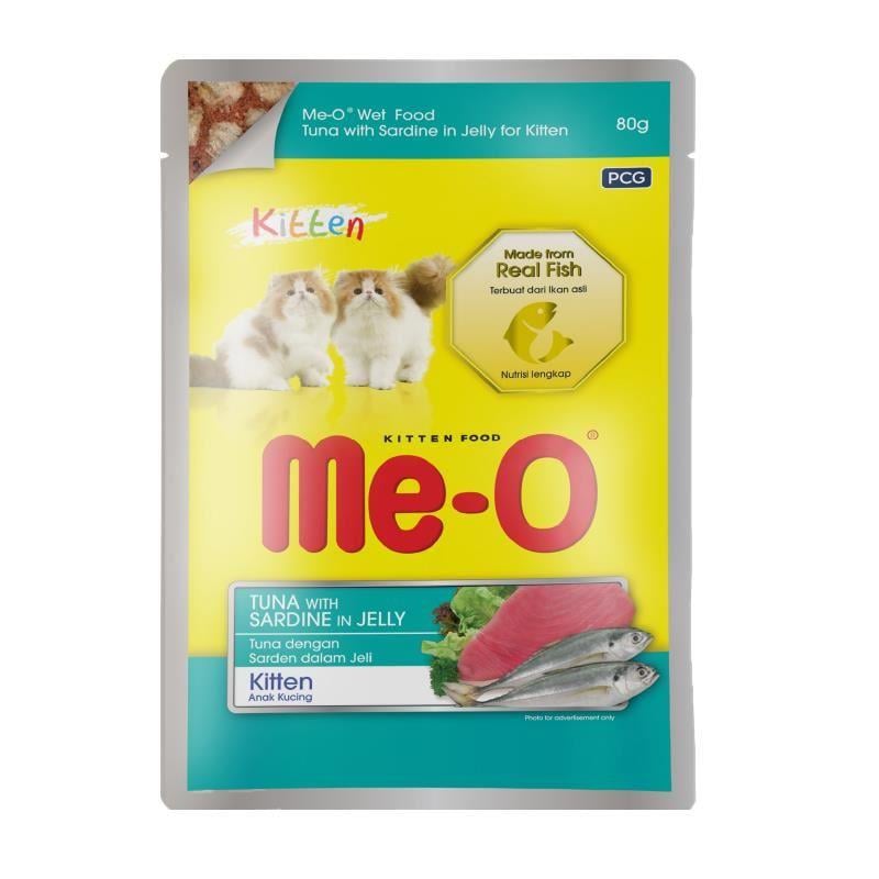 Meo Pouch Jöle İçinde Ton Balıklı Sardalyalı Yavru Kedi Konservesi 80gr