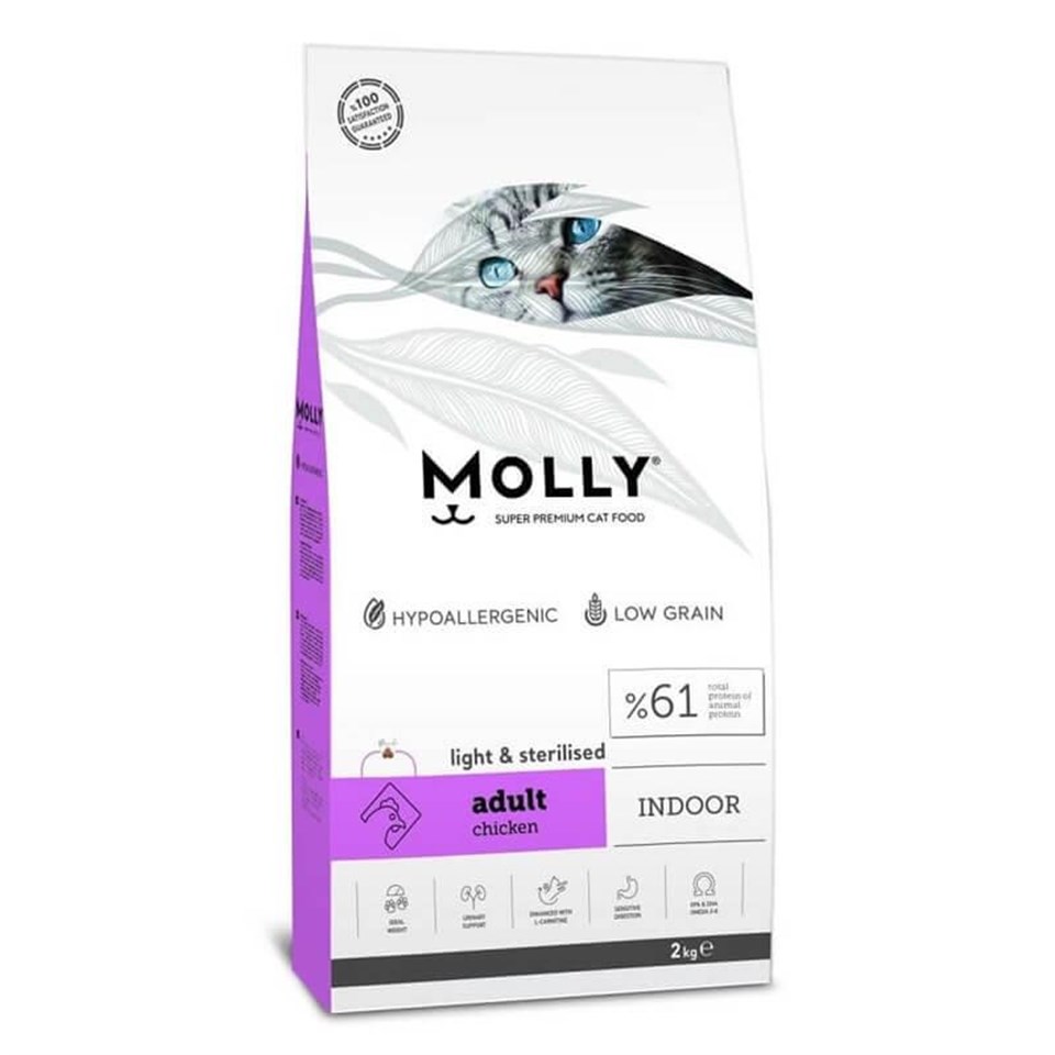 Molly Light & Sterilised Tavuklu Kısır Kedi Maması 2 kg