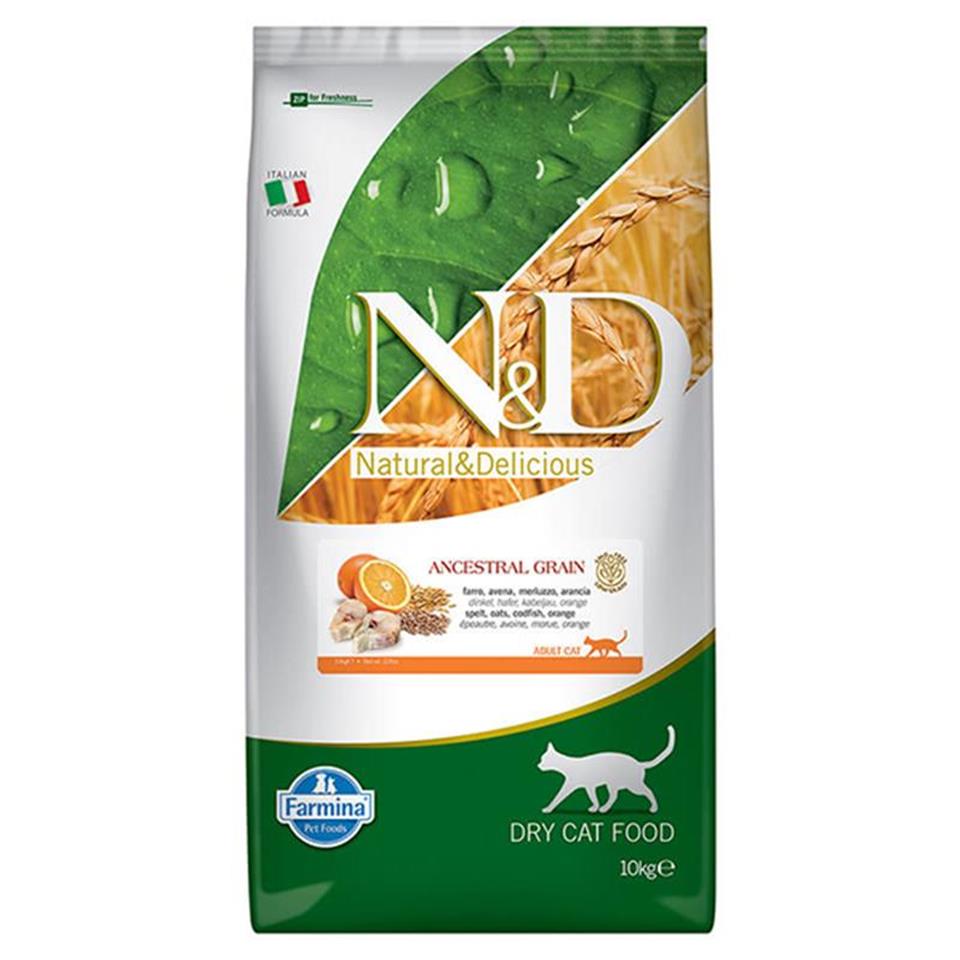 N&D Düşük Tahıllı Morina Balık ve Portakallı Kedi Maması