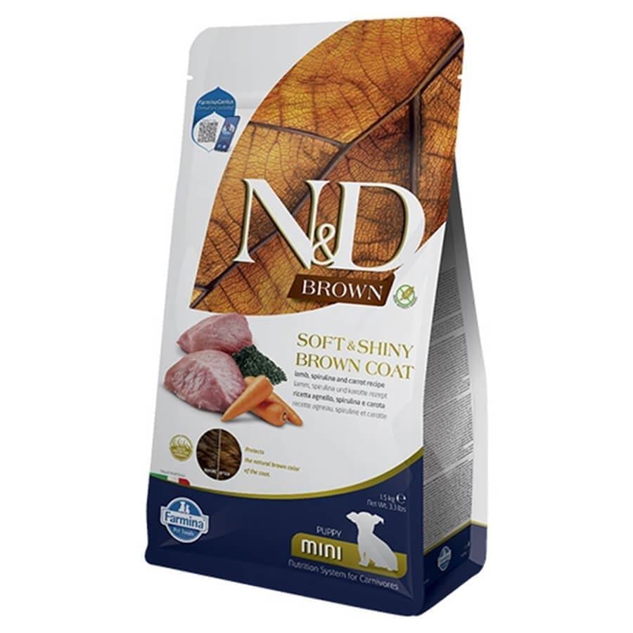 N&D N&D Brown Kuzu Eti, Spirulina ve Havuç Mini Irk Yavru Köpek Maması 1.5 Kg