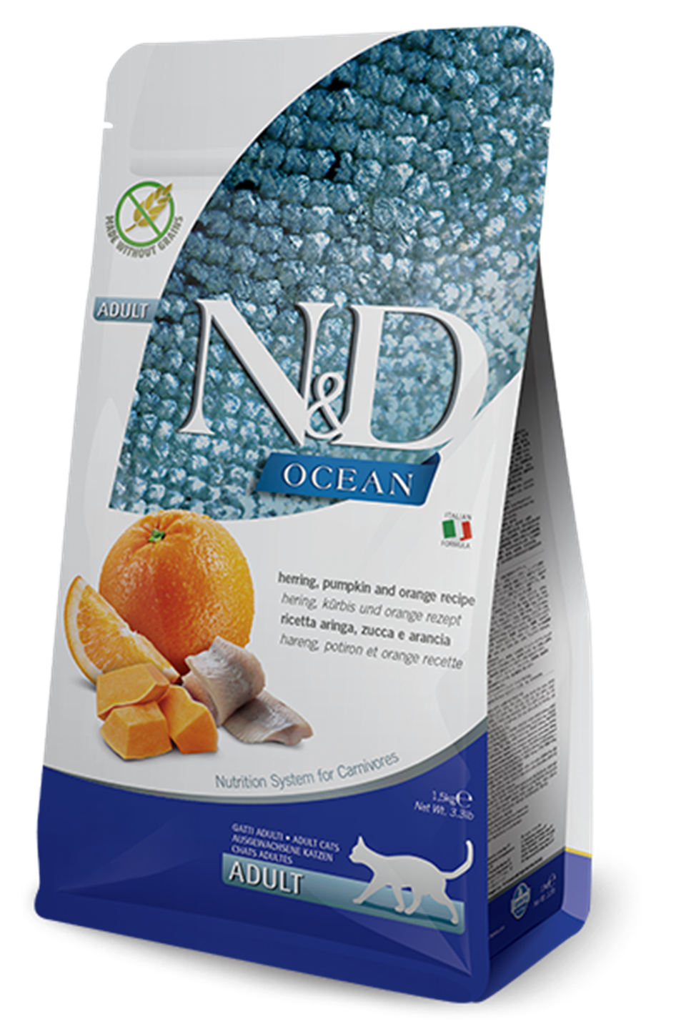 N&D Ocean Tahılsız Balıklı ve Portakallı 5 Kg Yetişkin Kuru Kedi Maması
