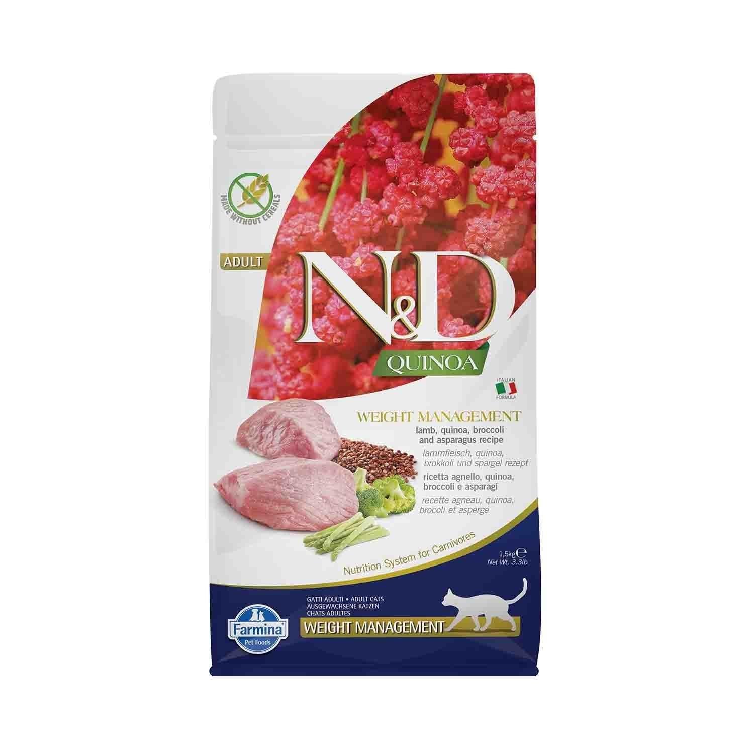 N&D Quinoa Weight Management Kuzulu Kinoalı Tahılsız Yetişkin Kedi Maması 1,5kg