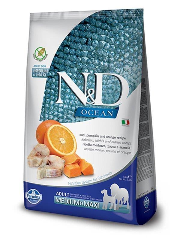 N&D Tahılsız Ocean Balıklı ve Balkabaklı 12 Kg Medium Maxi Yetişkin Kuru Köpek Maması