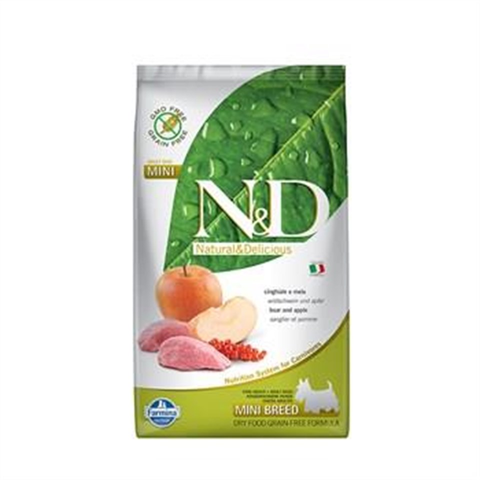 N&D Tahılsız Y.Domuz-Elma Adult Mini Yetişkin Küçük Irk Köpek Maması 2,5 Kg