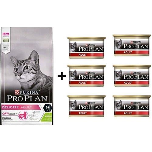 Pro Plan Delicate Kuzulu Yetişkin Kedi Maması 3 Kgve6 Adet Proplan Adult Tavuk Etli Yetişkin Kedi Konservesi 85 gr