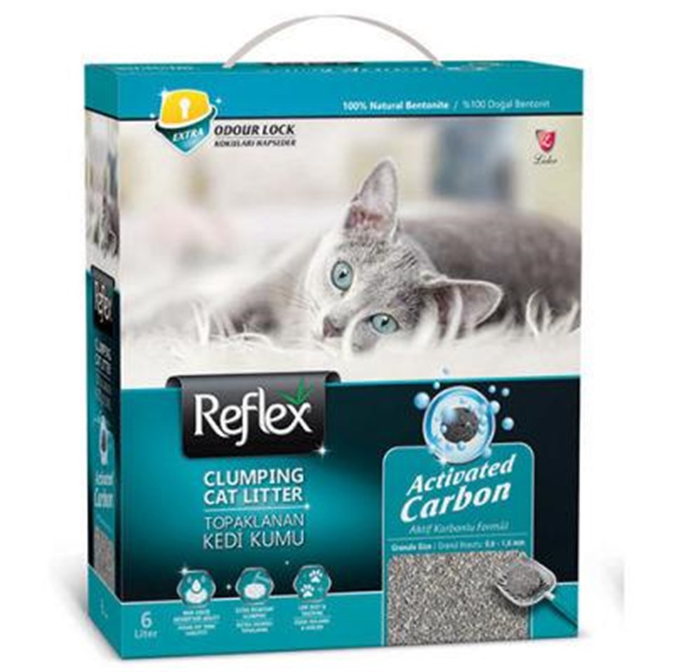 REFLEX BOX ACTIVATED CARBON 6 LT KEDİ KUMU TURKUAZ