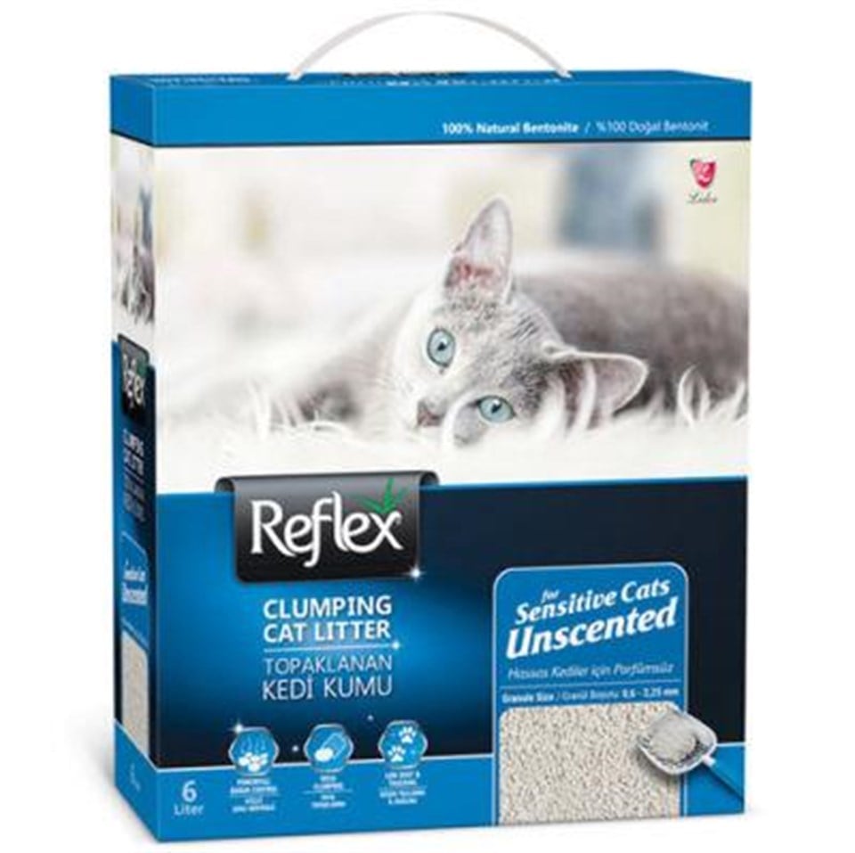 REFLEX BOX SENSITIVE CATS UNSCENTED 6LT KEDİ KUMU MAVİ