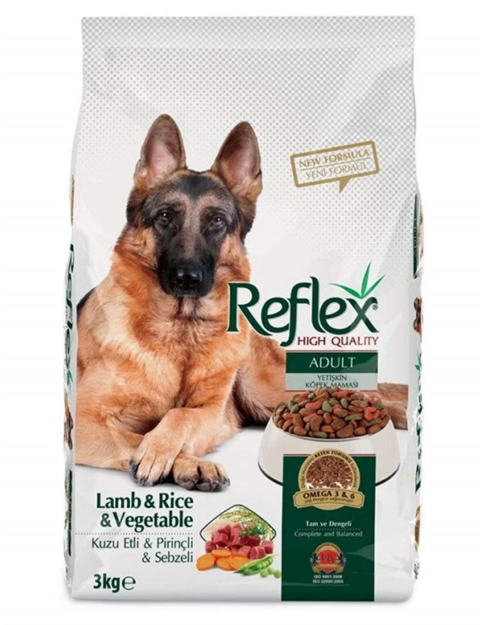 Reflex Kuzulu ve Pirinçli, Sebzeli Yetişkin Köpek Maması 3 Kg