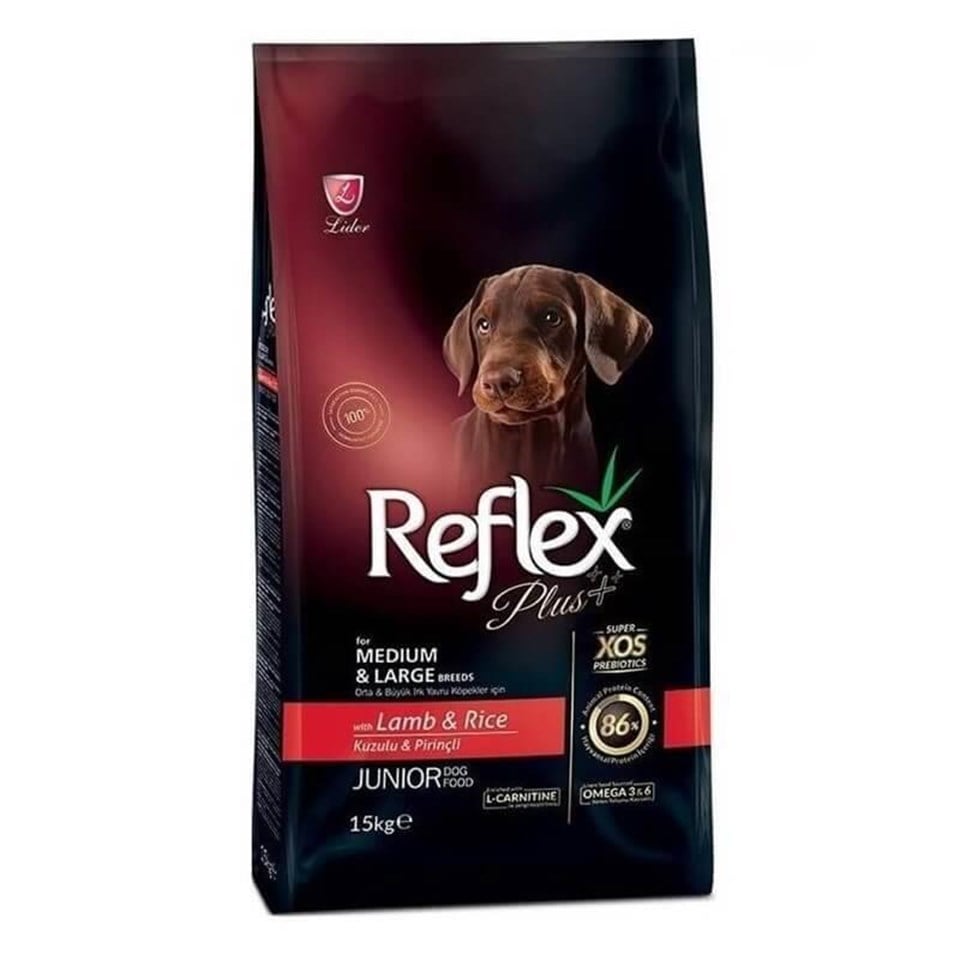 REFLEX PLUS 15KG JUNIOR DOG M&L BREED LAMB&RICE