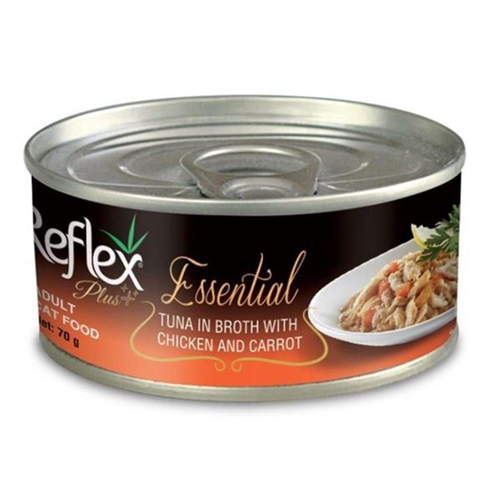 Reflex Plus Essential Tavuk Eti/Ton Balıgı/Havuç Et Suyunda 70 Gr