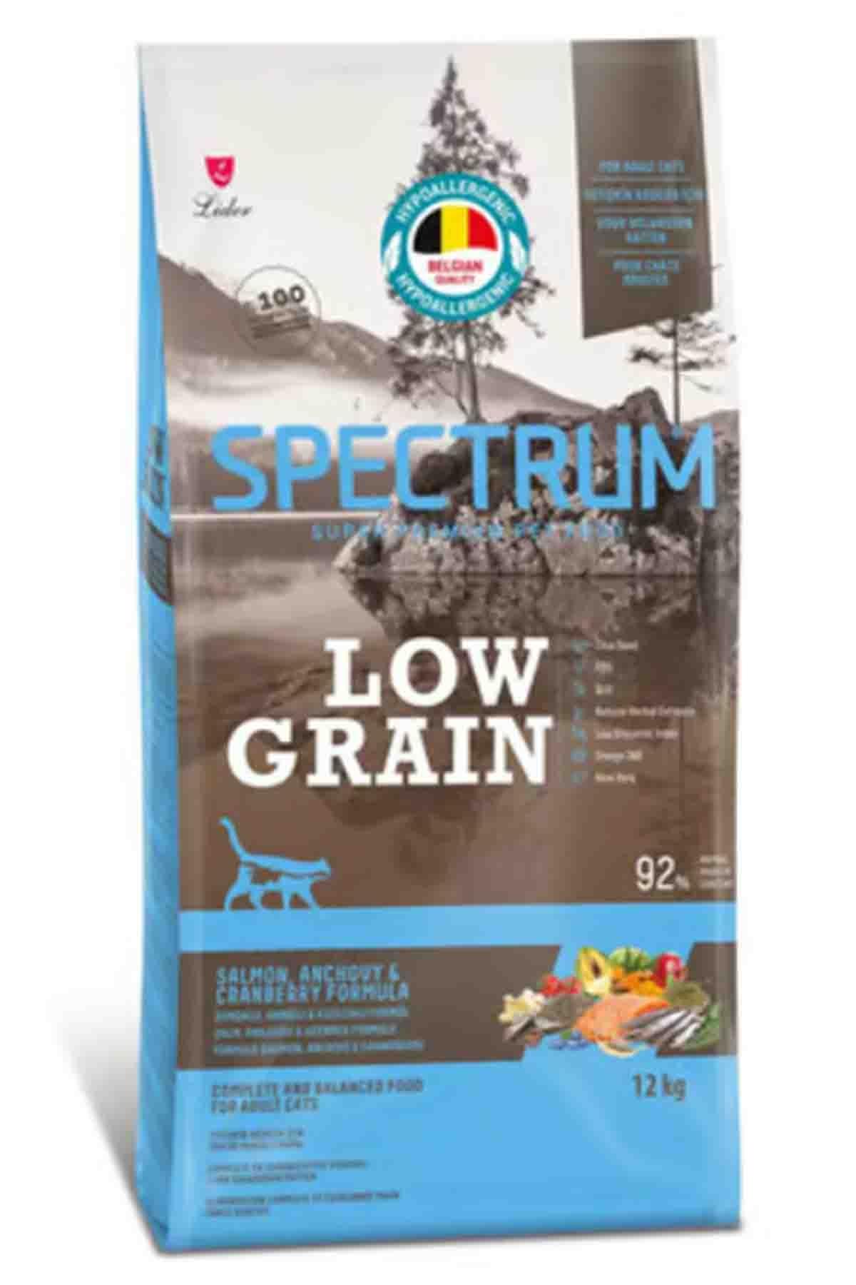 Spectrum Low Grain Somonlu Hamsili ve Kızılcıklı Düşük Tahıllı Yetişkin Kedi Maması 12 Kg