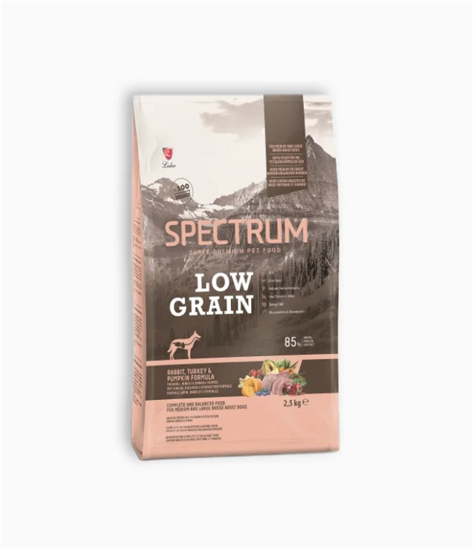 Spectrum Tavşanlı Hindili ve Bal Kabaklı Orta ve Büyük Irk Düşük Tahıllı Yetişkin Köpek Maması 2,5kg