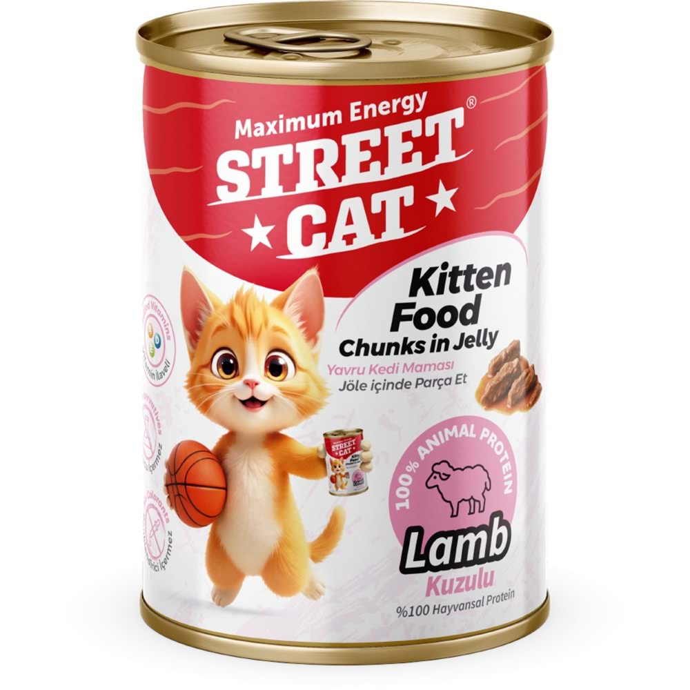 STREET CAT CHUNKS İN JELLY KUZU ETLİ KİTTEN KEDİ KONSERVE 400GR 