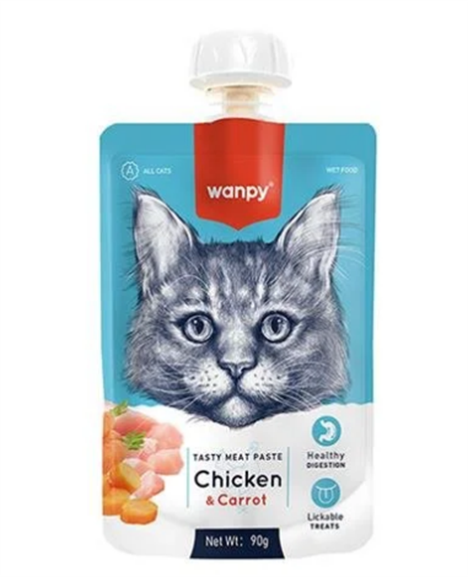 Wanpy Taze Tavuklu ve Havuçlu Et Ezmesi Doğal Kedi Ödülü